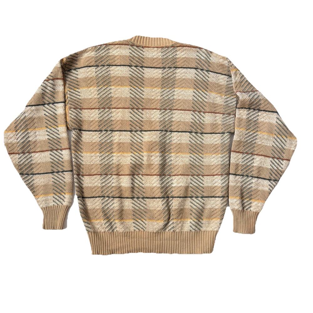 Tricots St. Raphael Men Cardigan Sweater Large Brown Plaid Button Front USA Made - Picture 2 of 9